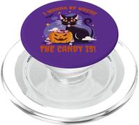 I Wanna Be Where The Candy Is! Funny Black Kawaii Cat PopSockets PopGrip para MagSafe