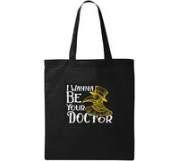 I Wanna Be Your Doctor - Bolsa de algodón ecológico natural con diseño de máscara de peste victoriana, color negro, Black, Talla única