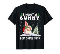 I Want A Bunny For Christmas Santa Hat Funny Xmas Camiseta