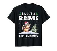 I Want A Chipmunk For Christmas Santa Hat Funny Xmas Camiseta gráfica económica