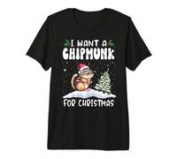 I Want A Chipmunk For Christmas Santa Hat Funny Xmas Camiseta Premium