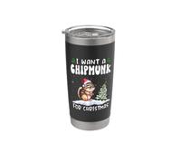 I Want A Chipmunk For Christmas Santa Hat Funny Xmas Vaso térmico de acero inoxidable de doble pared