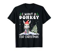 I Want A Donkey For Christmas Santa Hat Funny Xmas Camiseta