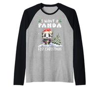 I Want A Donkey For Christmas Santa Hat Funny Xmas Camiseta Manga Raglan