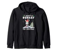 I Want A Donkey For Christmas Santa Hat Funny Xmas Sudadera con Capucha