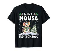 I Want A Mouse For Christmas Santa Hat Funny Xmas Camiseta