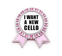 I Want A New Cello Art Deco - Broche de moda para ganador, medalla de premio, Medium, Metal
