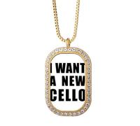 I Want A New Cello Art Deco - Collar con colgante de diamantes de cristal dorado