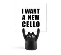 I Want A New Cello Art Deco Fashion Memo Holder Cartoon Black Cat Stand Decor