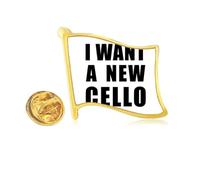 I Want A New Cello Art Deco Fashion - Pin de solapa de metal dorado