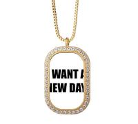 I Want A New Day Art Deco - Collar con colgante de diamantes de cristal dorado