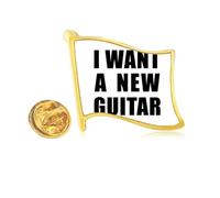 I Want A New Guitar Art Deco Fashion - Pin de solapa de metal dorado