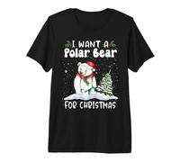 I Want A Polar Bear For Christmas Santa Hat Funny Xmas Camiseta Premium