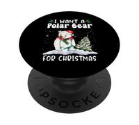 I Want A Polar Bear For Christmas Santa Hat Funny Xmas PopSockets PopGrip Adhesivo