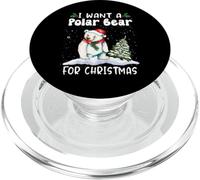 I Want A Polar Bear For Christmas Santa Hat Funny Xmas PopSockets PopGrip para MagSafe