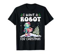 I Want A Robot For Christmas Santa Hat Funny Xmas Camiseta