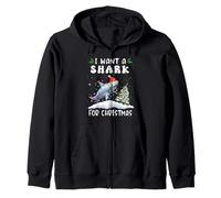 I Want A Shark For Christmas Santa Hat Funny Xmas Sudadera con Capucha