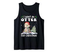 I Want An Otter For Christmas Santa Hat Funny Xmas Camiseta sin Mangas