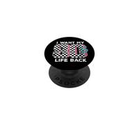 I Want My 80s Life Back Retro Art Tablero de ajedrez Ochenta Arte PopSockets PopGrip Adhesivo