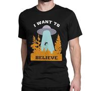 I Want to Believe The X Files Men's T Shirt Casual tee Shirt Short Sleeve Crew Neck T-Shirt 100% Cotton Big Size Clothes Black