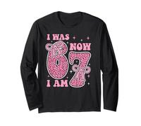 I Was 6 Now I Am 7 Funny 7th Birthday Party Girls Boys Party Manga Larga