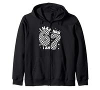 I Was 6 Now I Am 7 Groovy Retro Checkered 7th Birthday Party Sudadera con Capucha