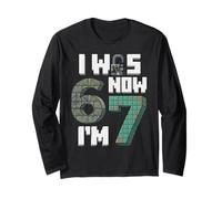 I Was 6 Now I'm 7 7th Birthday 67 Pixel Game Bricks Boys Kid Manga Larga