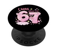 I Was 6 Now I'm 7 Ballet Birthday Shirt Girls 7th Ballerina PopSockets PopGrip Adhesivo