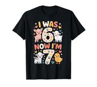 I Was 6 Now I'm 7 Birthday Farm Animal Design 6 7 Camiseta