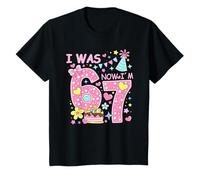 I Was 6 Now I'm 7 Birthday Shirt Girls 7th Birthday Hearts Camiseta