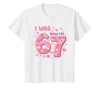 I Was 6 Now I'm 7 Birthday Shirt Girls 7th Birthday Hearts Camiseta