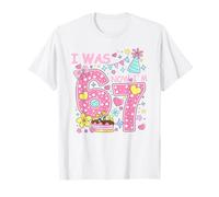 I Was 6 Now I'm 7 Birthday Shirt Girls 7th Birthday Hearts Camiseta