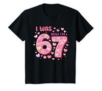 I Was 6 Now I'm 7 Birthday Shirt Girls 7th Birthday Hearts Camiseta