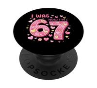 I Was 6 Now I'm 7 Birthday Shirt Girls 7th Birthday Hearts PopSockets PopGrip Adhesivo