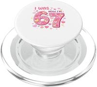 I Was 6 Now I'm 7 Birthday Shirt Girls 7th Birthday Hearts PopSockets PopGrip para MagSafe