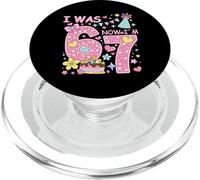 I Was 6 Now I'm 7 Birthday Shirt Girls 7th Birthday Hearts PopSockets PopGrip para MagSafe