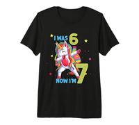 I Was 6 Now I'm 7 Birthday Unicorn Girls Camiseta Premium