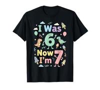 I Was 6 Now I'm 7 Cute 7th Birthday Party Fun Girls Boys Kid Camiseta
