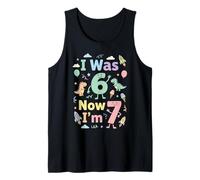 I Was 6 Now I'm 7 Cute 7th Birthday Party Fun Girls Boys Kid Camiseta sin Mangas