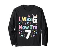 I Was 6 Now I'm 7 Funny 7 Years Old Birthday Boys Girls Kids Manga Larga