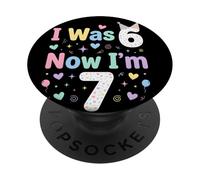 I Was 6 Now I'm 7 Funny 7 Years Old Birthday Boys Girls Kids PopSockets PopGrip Adhesivo