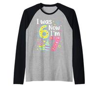 I Was 6 Now I'm 7 Funny 7 Years Old Birthday Kids Party Camiseta Manga Raglan