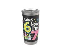 I was 6 Now I'm 7 Funny 7 Years Old Birthday Kids Party Vaso térmico de acero inoxidable de doble pared