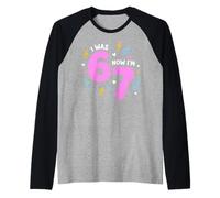 I Was 6 Now I'm 7 Funny 7th Birthday Girl Party Camiseta Manga Raglan
