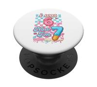 I Was 6 Now I'm 7 Funny 7th Seventh Birthday Kid PopSockets PopGrip Adhesivo