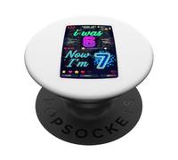I Was 6 Now I'm 7 Funny 7th Seventh Birthday Kid PopSockets PopGrip Adhesivo