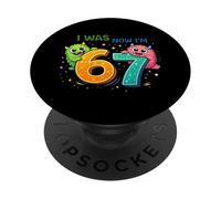 I Was 6 Now I'm 7 Monster Birthday Shirt Kids 7th Birthday PopSockets PopGrip Adhesivo