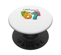 I Was 6 Now I'm 7 Monster Birthday Shirt Kids 7th Birthday PopSockets PopGrip Adhesivo