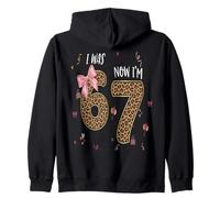 I Was 6 Now I'm 7 Unicorn 7th Leopard Birthday Girl Party Sudadera con Capucha