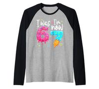 I Was 6 Now I'm 7 Years Old Birthday Six Seven Kids Party Camiseta Manga Raglan